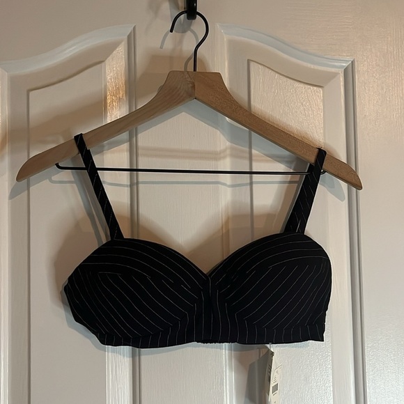 NWT Anthropologie X Favorite Daughter | Black & White Pinstripe Bra Top XS 90s - Picture 4 of 10